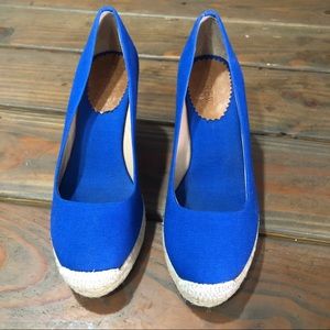 J.Crew Seville espadrille wedges Royal Blue